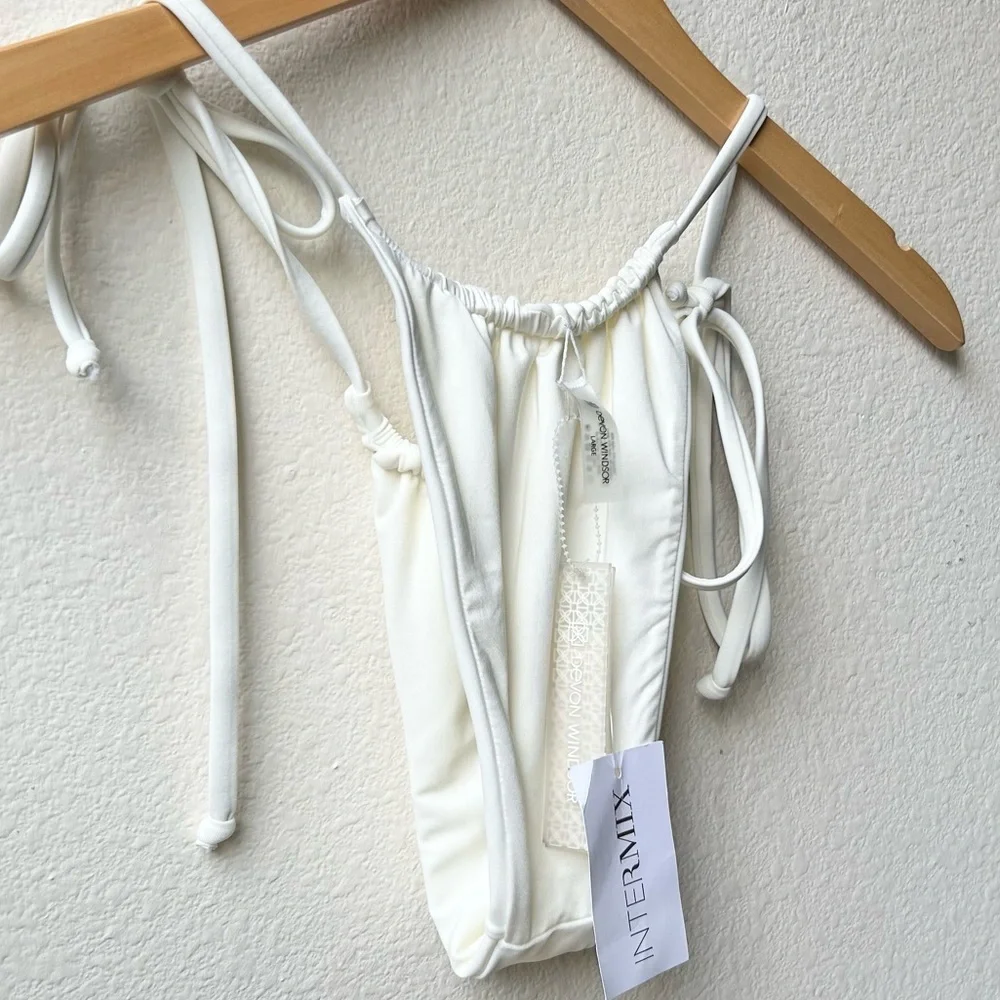 NWT DEVON WINDSOR White Hannah Tie Bikini Bottoms Sz L